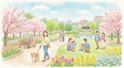 花咲く街、草加