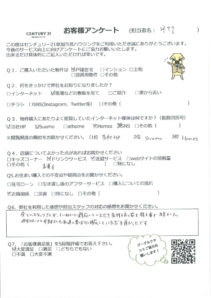 気持ちよくマイホーム購入ができました